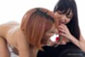 Kobayashi chie looking at spent cock on all fours aoi shino looking down at cock cum on her hand
